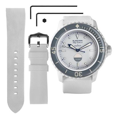Bracelet de montre de remplacement Ocdin 22 mm pour Blancpain X Silicone à dégagement rapide avec Hex Compatible avec Biocéramique SCUBA Fifty Fathoms Swatch,