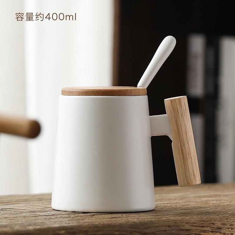 Tea Separation Cup Wooden Handle Ceramic Cup Coffee Cup With Lid Spoon Gift Box