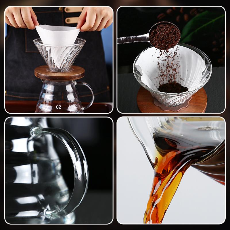 Caraffa Caffettiera a Goccia in Vetro Borosilicato Resistente al Calore Caraffa Condivisione Servitore per Caffè Pour Over Caffettiera a Goccia