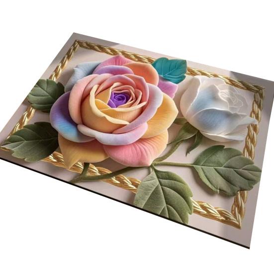 3D Vzor růže Koberec Diatomitový absorpční květinový podlahový rohož Protiskluzový koupelnový kobereček pro vstup Sprcha Kuchyň Prádelna