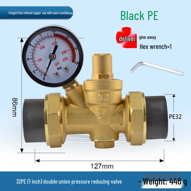 Water Pipe Pressure Reducing Valve for Home Heaters - PPR20/25/32, 4-Point PE Fitting