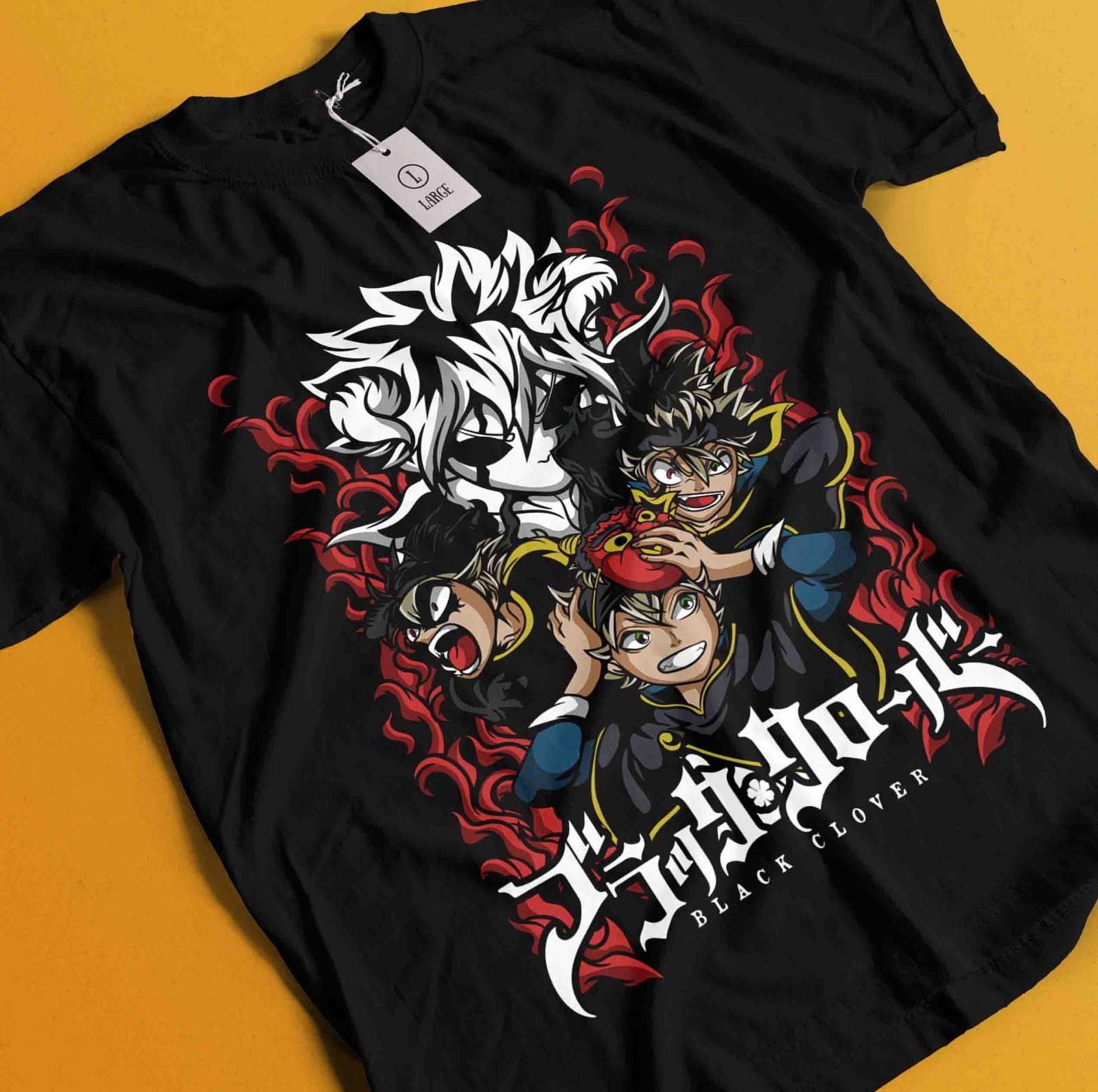 Black Clover T-Shirt Mens Womens Tees Top Asta Yuno Anime Manga Tshirt Anime Manga Tee Black Shirt 4XL