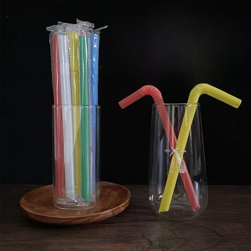 Disposable Bent Straw Milk Tea Drinking Straw With Sharp Tip For Takeout And Coffee