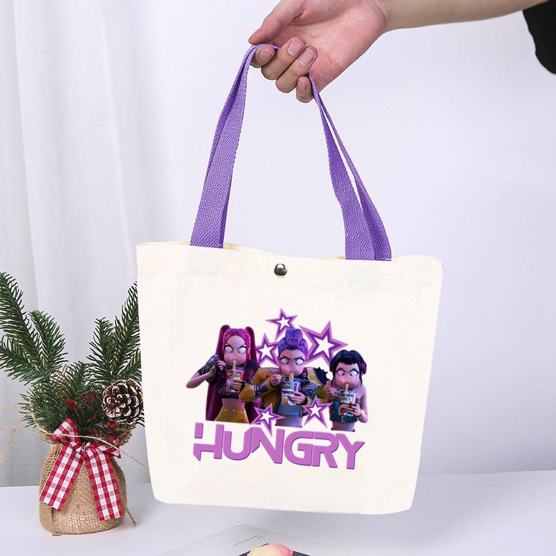 K-Pop Animation Cartoon Printing High Value Fashion Simple Canvas Bag Going Out Portable Shopping Bag Handbag