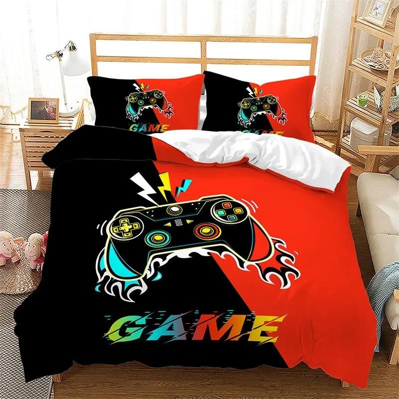 Game Bedding Set for Children and Boys, Handle controller Duvet Cover Sets, Twin, Full, Queen, King Bedroom Set gaming for teen