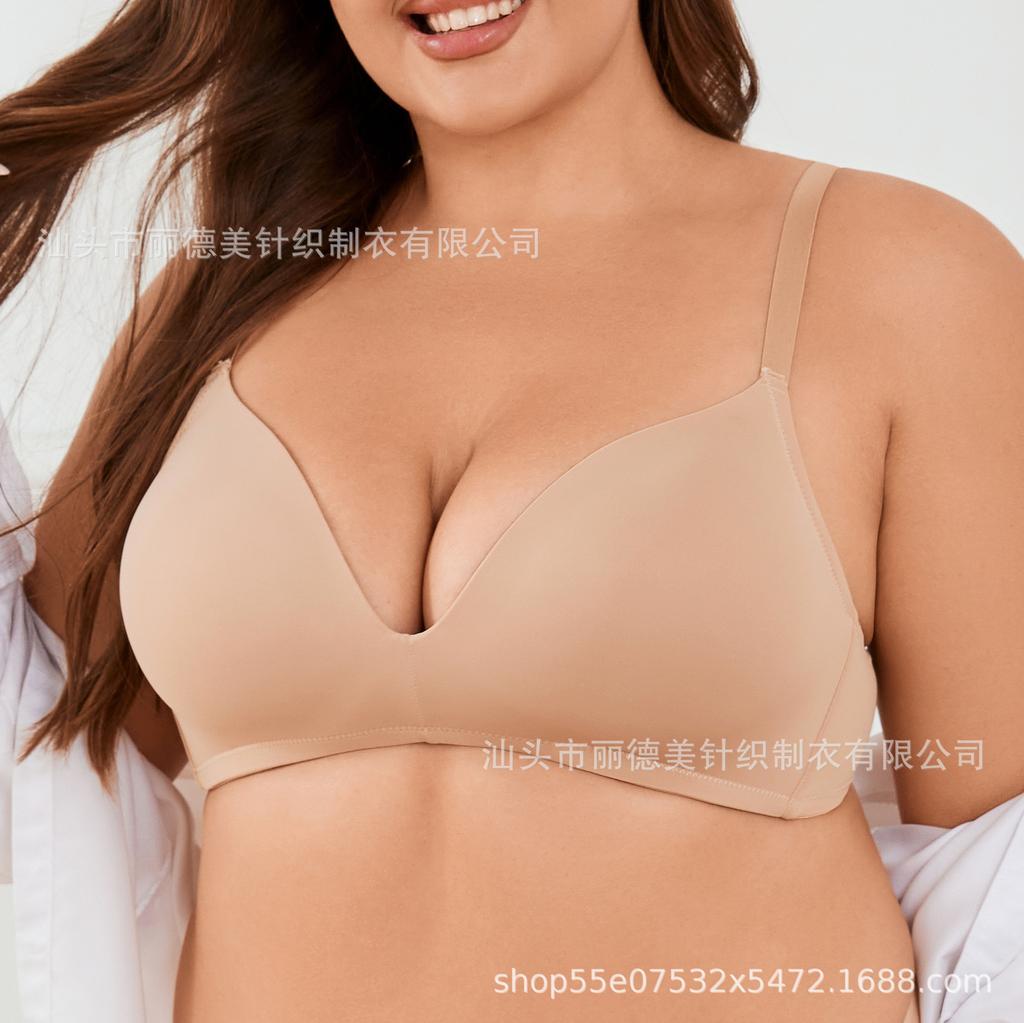 European and American smooth underwear, thin one-piece soft support bra, no steel ring bra, comfortable large size underwear