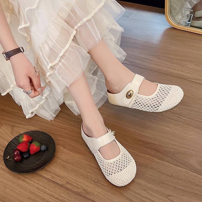 Thick-soled Inner Height Increase Fishing Net Shoes Mesh Surface Breathable Bag Head Half Slippers Women Summer Wear New Sandals