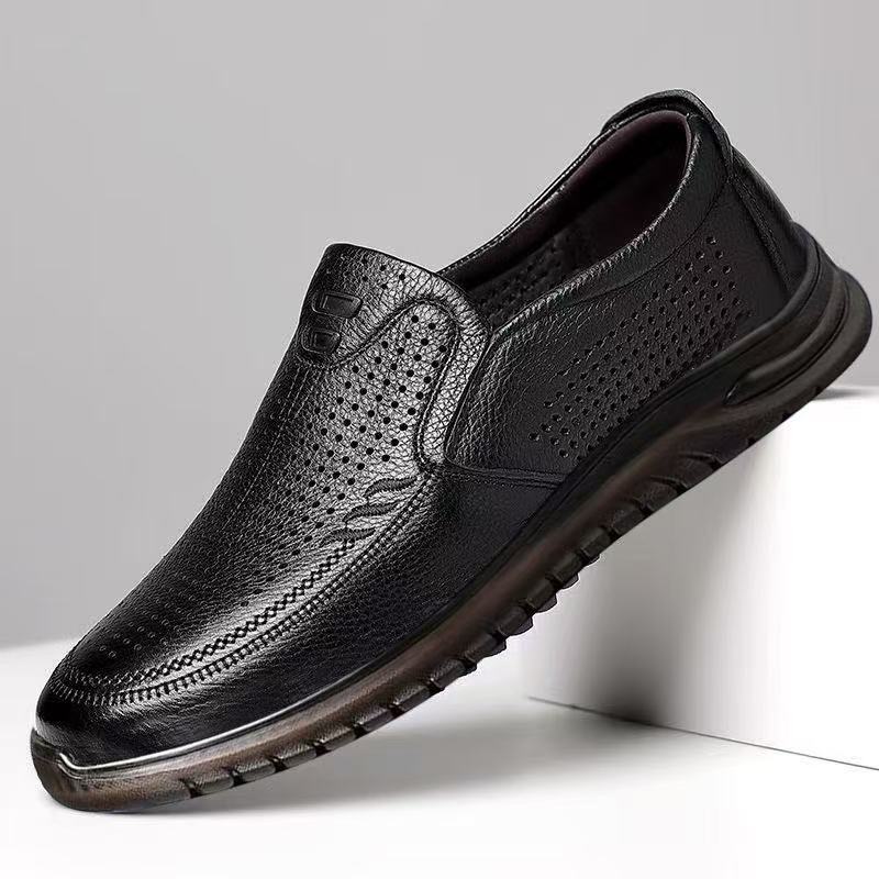 Leather Shoes Spring and Autumn New One-pedal Driving Walking Casual Shoes Soft Surface Soft Sole Daily Wear Business Men's Shoes