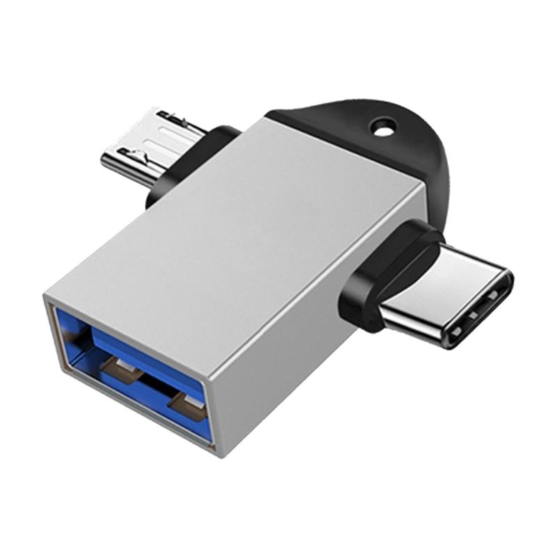 USB 3.0 to Type C and Small USB OTG Adapters Aluminum Type C Converter Pocket Size Adapters for Smartphones Tablets