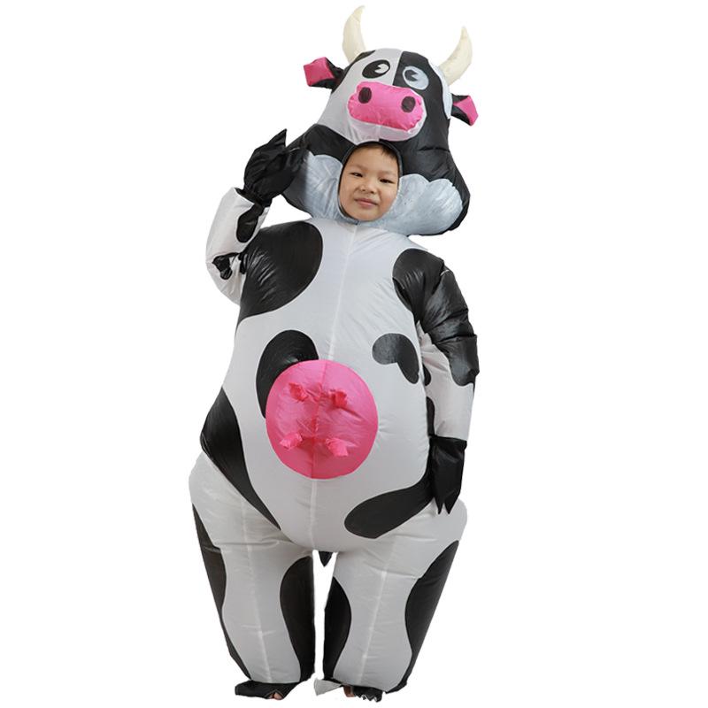 Cute Cow Inflatable Costume for Parties or Gatherings – Fun Boba Cow Walking Outfit with Makeup Props