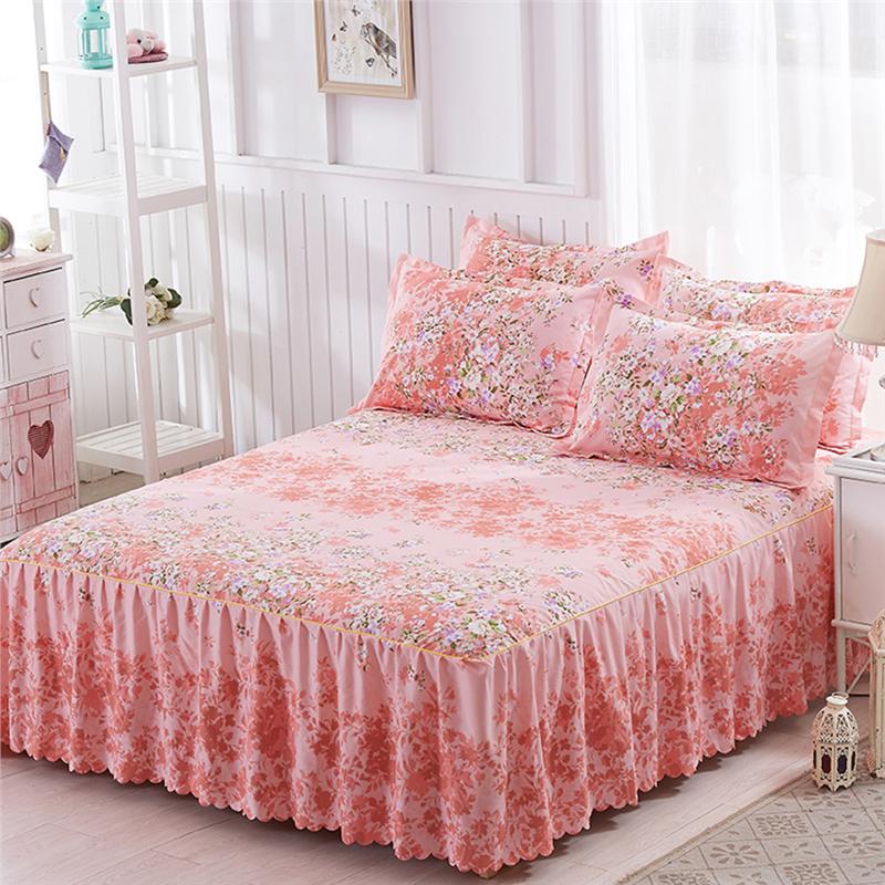 Floral Pattern Beddings Dust Ruffle Bedskirt Queen Size Bedspread