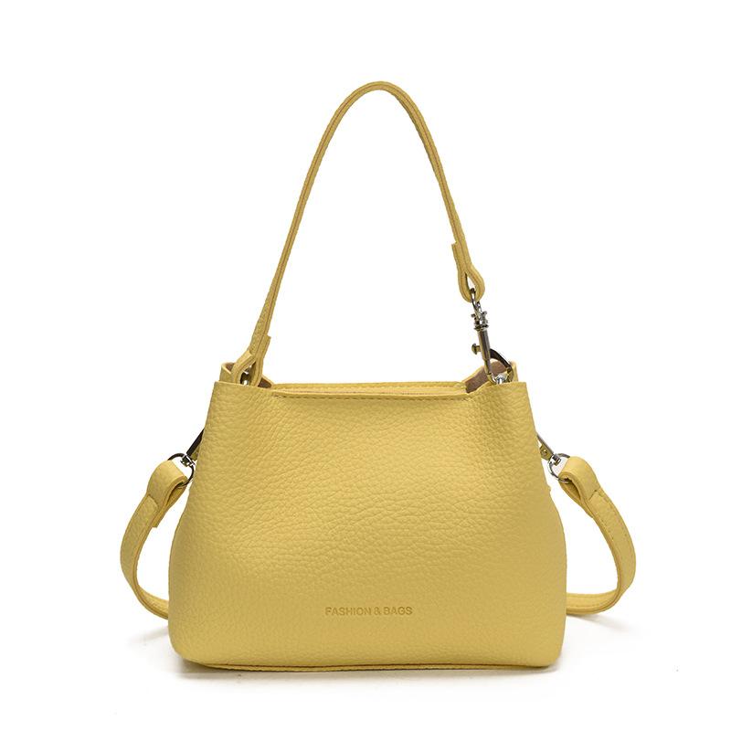 

Bag women s new portable bucket bag fashionable lychee pattern large capacity fashionable shoulder messenger bag women