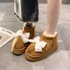Thick-soled Bow Cotton Boots Women's Velvet Warm Home Indoor Non-slip Snow Boots Can Be Worn Outside In Winter