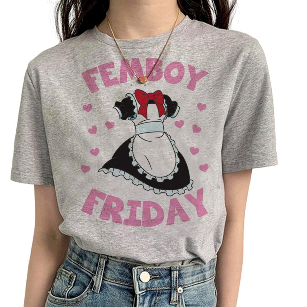 Femboy Tee Women Designer Streetwear Y2K Tshirt Girl Comic Clothes