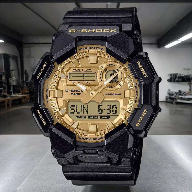 

CASIO GA-010 series 200 meters waterproof Quartz resin strap same style for men and women gold dial GA-010GGB-1A9 золотий