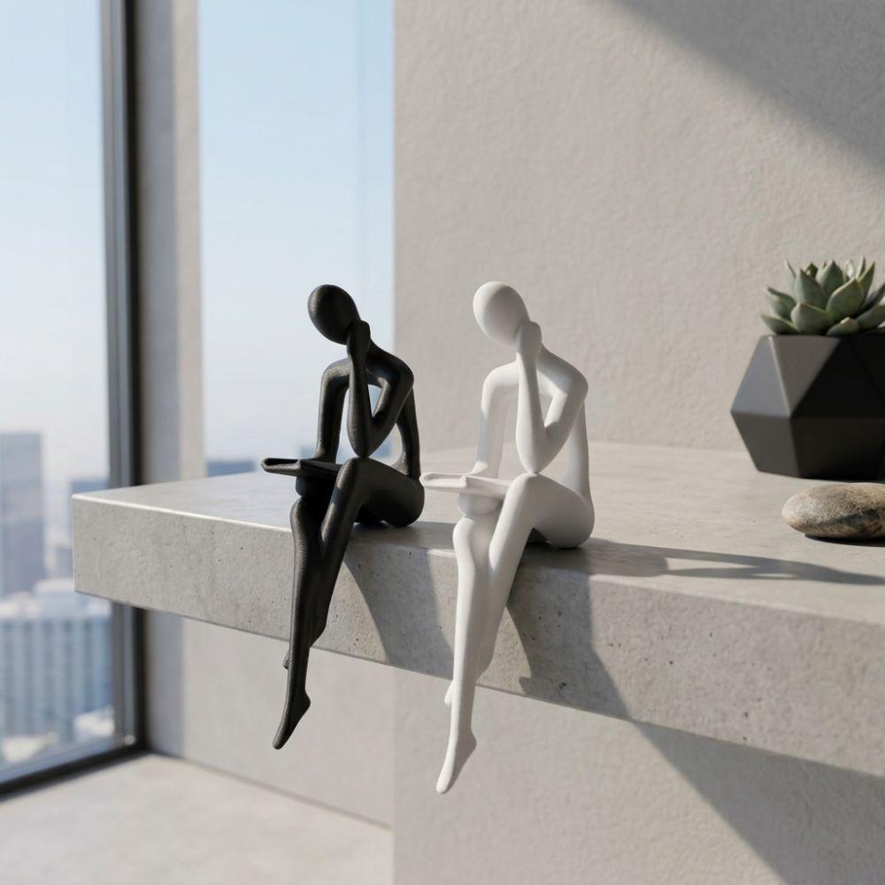 Minimalist Abstract Thinker Sitting Figurine Plastic Tabletop Human Decor Tabletop Shelf