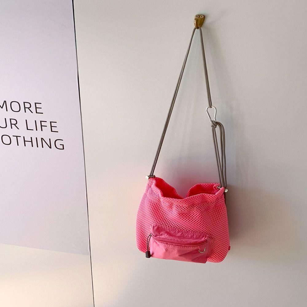 Handbag Drawstring Bucket Bag Purse Small Crossbody Bag Casual Folded Nylon Shoulder Bag  Travel