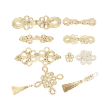Vintage Chinese Knot Buttons Gold Lace Trim Clasps For Cheongsam Decor Dance Dress Diy Sewing Accessories