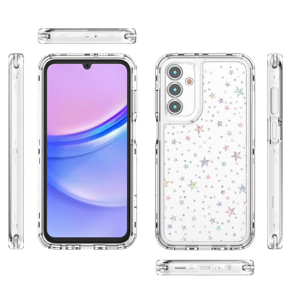For Samsung Galaxy A15 4G/5G Case Acrylic TPU Clear Phone Cover with Laser-printed Film