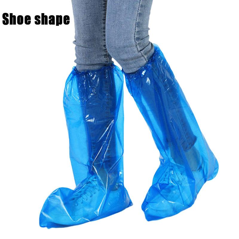 10Pairs Durable Waterproof Disposable Rain Shoe Covers High-Top Boot Waterproof and Pollution Prevention Anti-Slip PE Material