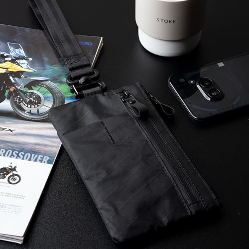 ALPAKA Zip Clutch Wallet with Hand Strap, RFID Protection, External Slots, Slim, Large Capacity, Passport Storage, Coin Purse, Card Slots, Water-Repel