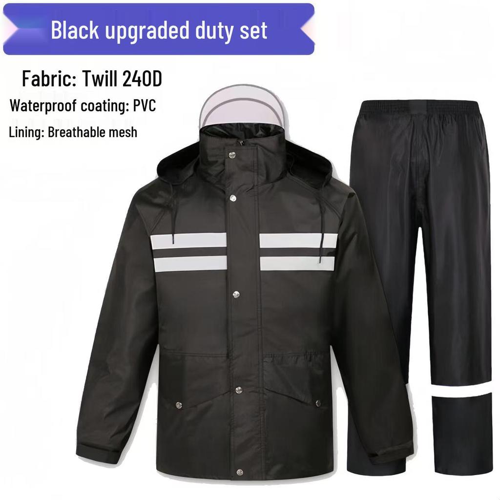 Marineblauer reflektierender Regenmantel und Hose für Herren - Wasserdicht, verdickt, zweiteilig, ideal für Sicherheits- und Sanitätsarbeiter