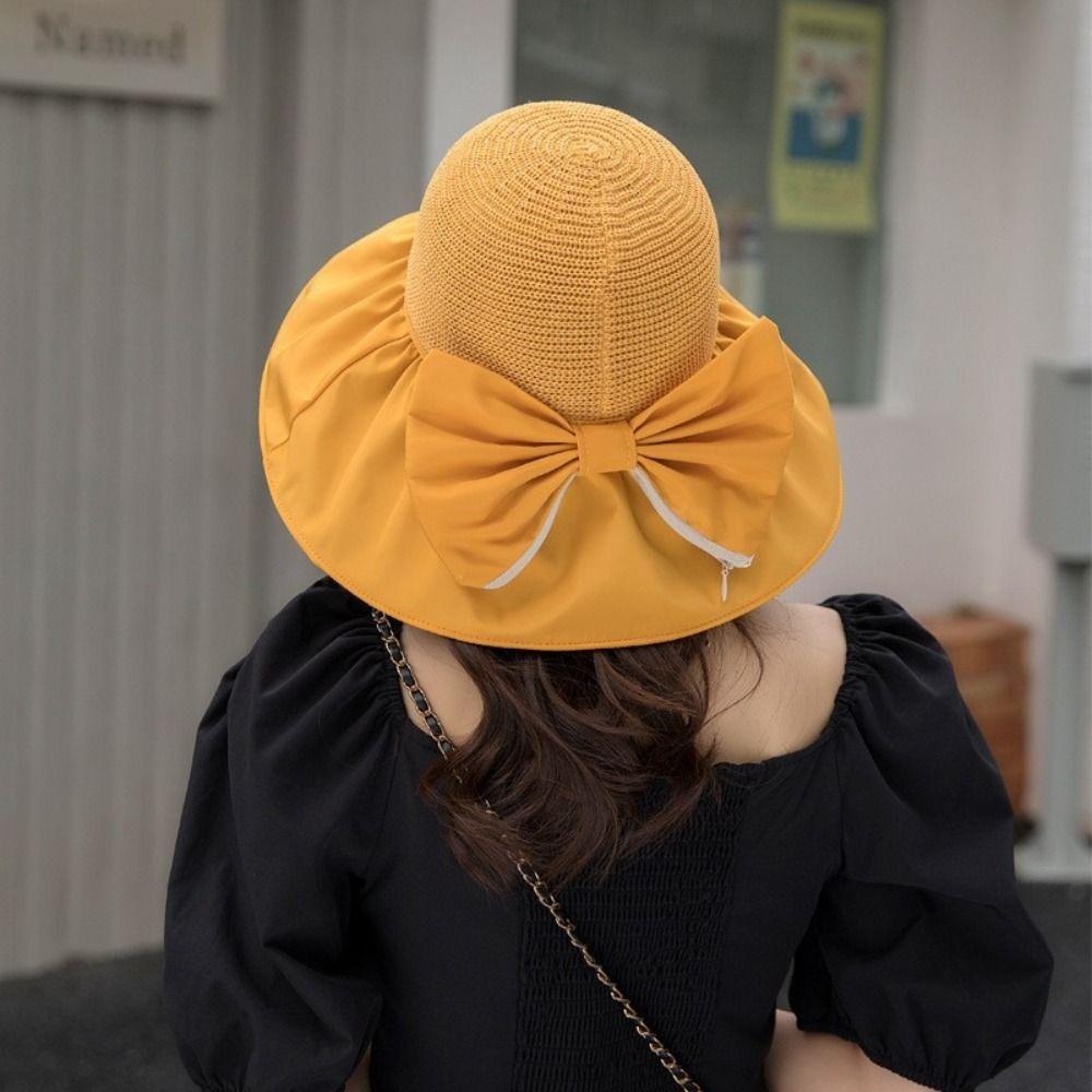 

Summer UV Protection Foldable Bow Storage Bag Bowknot Sun Hat Women Cap Bucket Hat Fisherman Hat хаки