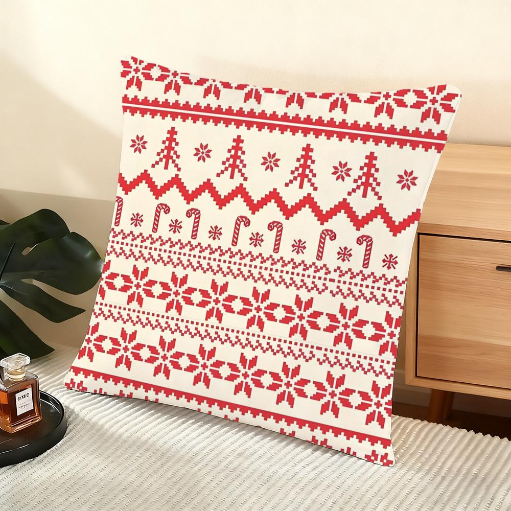 

Christmas Snowflakes Cushion Cover Silky Short Plush Home Sofa Cushion Cover - Invisible Zipper Home Decoration 12x12Inch