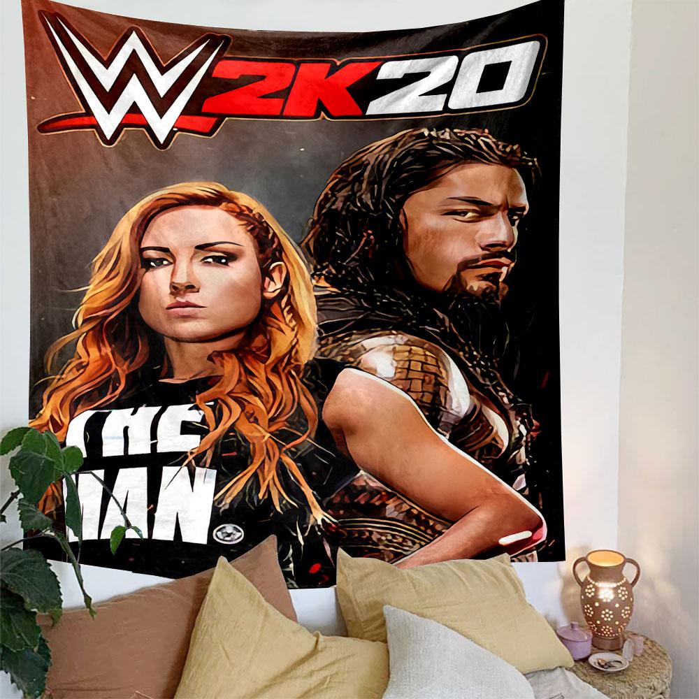 WWE 2K20 The Man Poster Tapestry Wall Hanging, Becky Lynch Game Art, Sports Wall Decor for Bedroom Living Room Man Cave