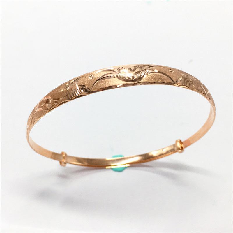 Фиолетово-золотые женские украшения Покрытие розовым золотом Цвет золота Longfeng Chengxiang Push-Pull Регулируемый цвет золота Браслет