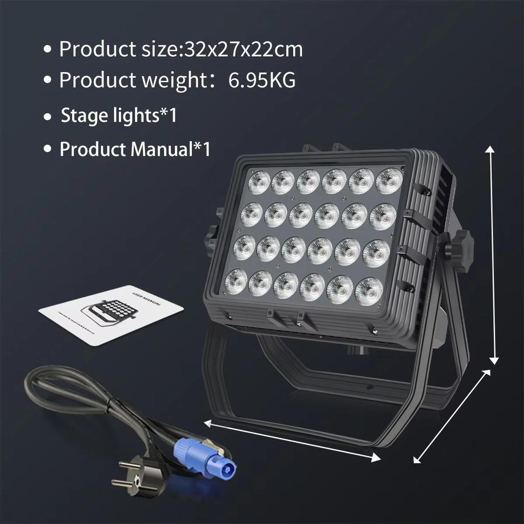 Outdoor Waterproof Stage Light 24x18W RGBWA UV 6 In 1 LED Square Par Light DJ Disco Equipment Lighting Atmosphere