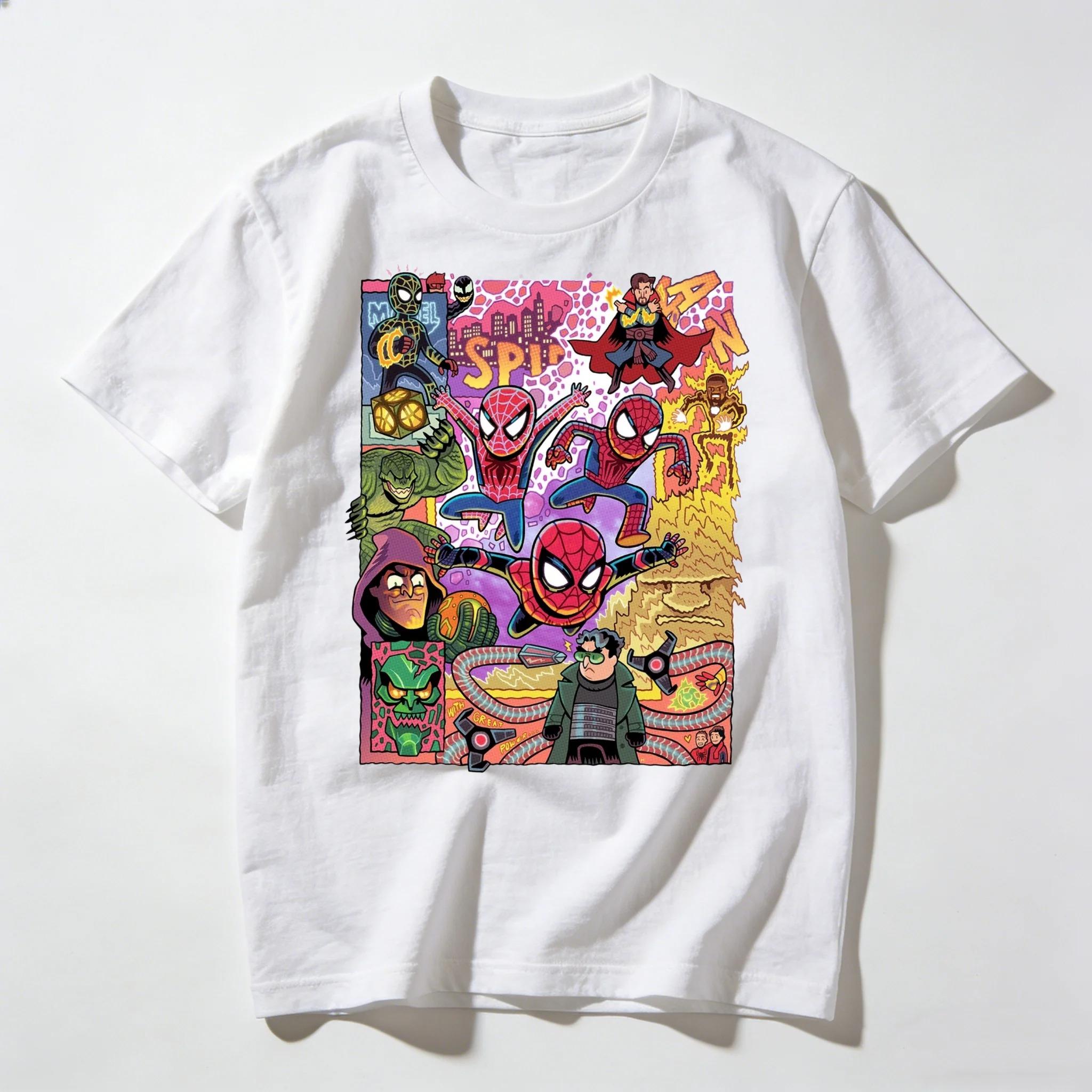 

Marvel Spider-Man Multiverse Cartoon Print Yellow Women And Men Comfortable Fashion T-Shirt 4XL