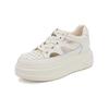 Women's Summer 2025 Platform Sandals - Thick Sole, Height-Increasing, Hollow Design, Petite, White.