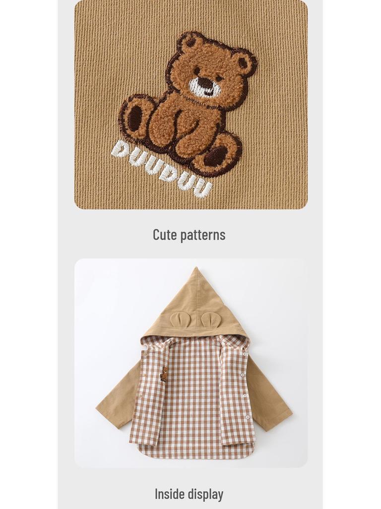 DUUDUU Kids' Double-Sided Spring Windbreaker - Korean Style Toddler Jacket