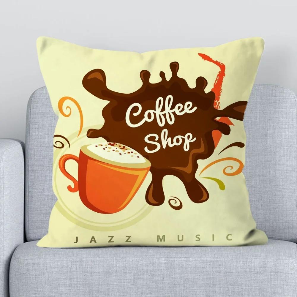 Office Sofa Cushion Cover Coffee Time Cushion Cover Pillow Decorative Printed Pillow Cover Home Furnishings