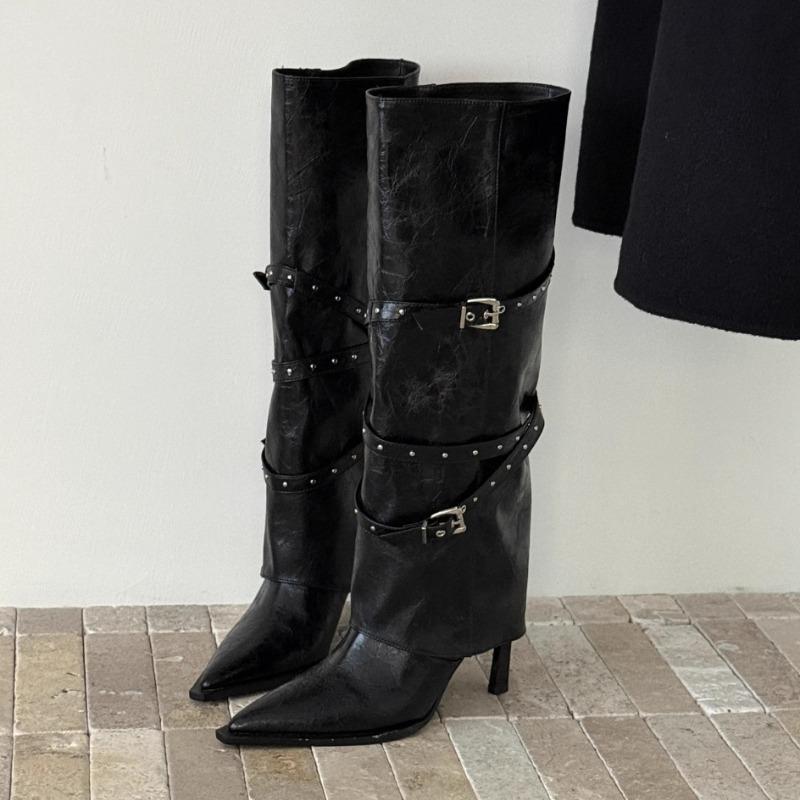 Fashion Sexy High Heels High Boots Women Pointed Toe Heeled Shoes 2025 Designer Winter New Party Chelsea Fashion Boots Woman Pumps Botas