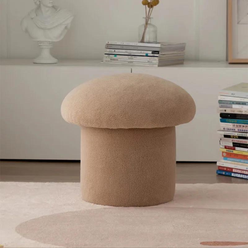

Nordic Ottomans Lovely Mushroom Fabric Art Makeup Stool Creativity Bedroom Step Round Stools Мебель для спальни Пуф для ног хаки