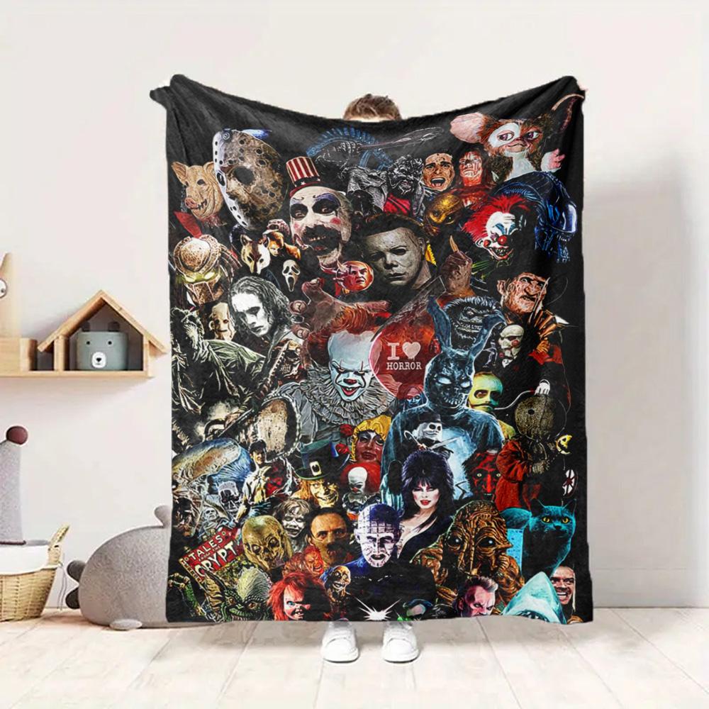 Horror Icons Flannel Blanket Throw Blanket Soft Warm Sofa Bed Camping Car home Decor Unique Christmas Gift C930398