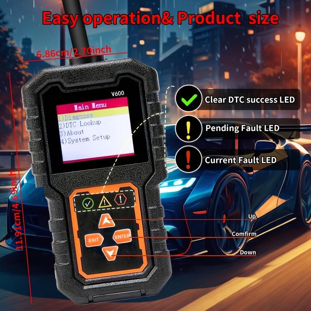 V600 OBD2 Diagnostic Scanner Car Code Reader Vehicle Health Inspection Tool Auto Code Reader Scanner