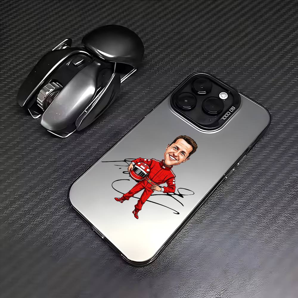 

M-Michael S-Schumacher Colorful Silver Back Phone Case For IPhone 17 16 15 14 13 12 11 Plus Pro Max Plus iPhone13PRO
