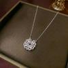 Women's Heart-Shaped Necklace with Four-Petal Flower, Cubic Zirconia, Titanium Steel Clavicle Chain - Elegant and Versatile Accessory