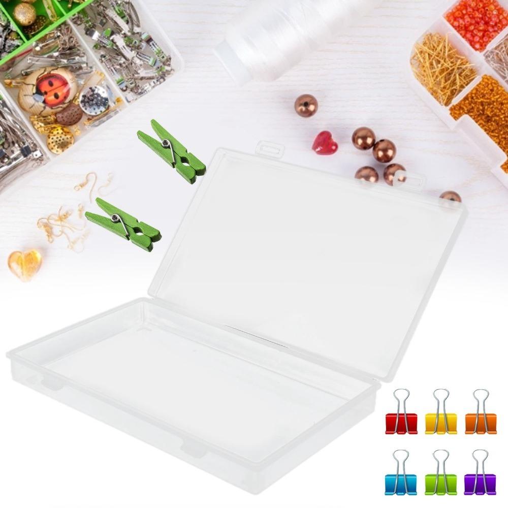 4pcs Transparent Transparent Plastic Box Flap Lid Multipurpose Storage Box  Office Supplies
