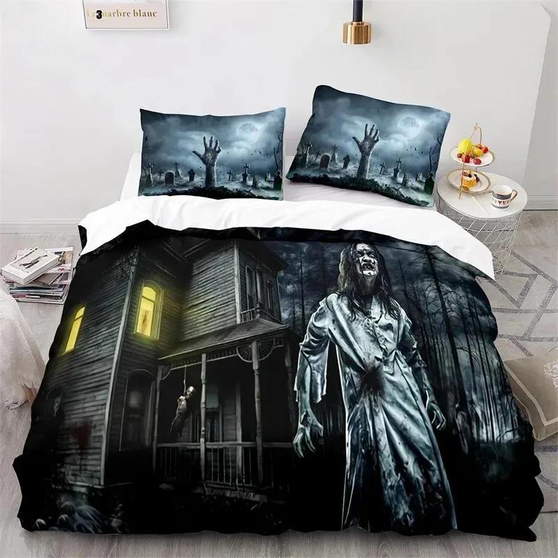 

Комплект постільної білизни з моторошним принтом жахів, хлопчики та дівчатка, розмір Twin, розмір Queen, підодіяльник, наволочка, ліжко для дітей та дорослих, домашній текстиль, текстиль 70x133cm 2pcs