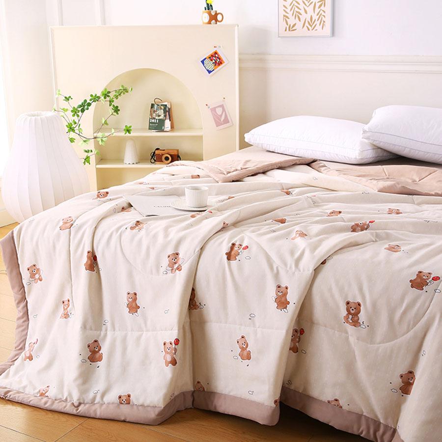 Class A Washed Cotton Summer Quilt Can Be Machine Washable Printed Air Conditioning Quilt Soft Waxy Thin Double Cover Blanket