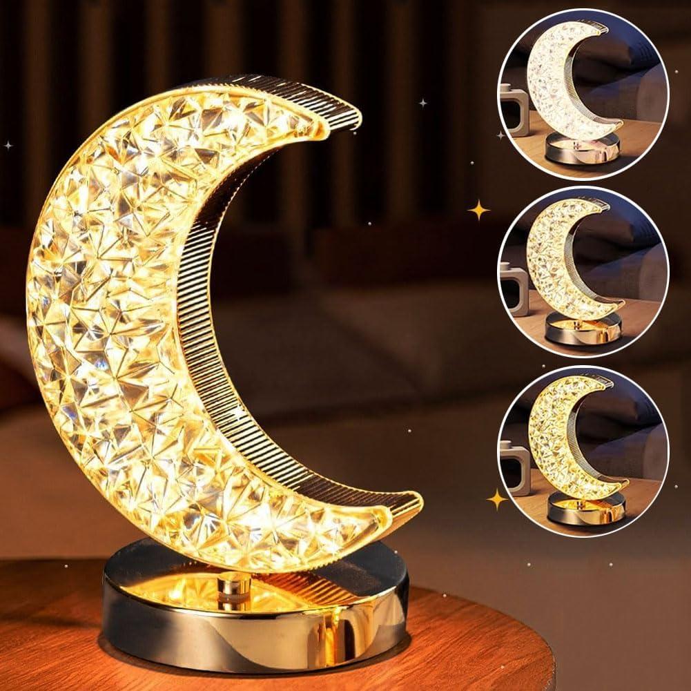 Bedroom Crystal Touch Dimming Night Light Girls Room Home Decor Aesthetics USB Bedside LED Ambient Table 3d Moon Lamp