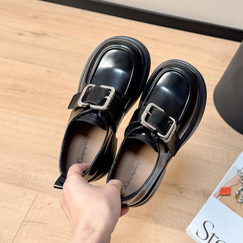 Women's Platform New Spring and Autumn Muffin Shoes, Small J Small Leather Shoes, Thick Heel Single Shoes