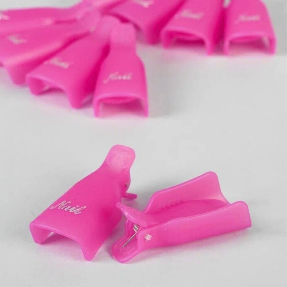 Set of 10 nail clips, nail polish remover, gel hybrids, pink