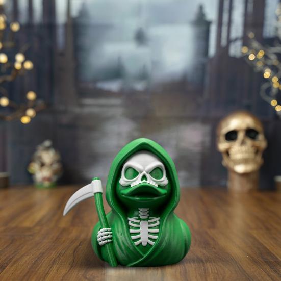 Scythe Skeleton Duck Figurine Resin Gothic Duck Ornament Skeleton Duck Collectible Statue for Halloween Decor Home Office Desk