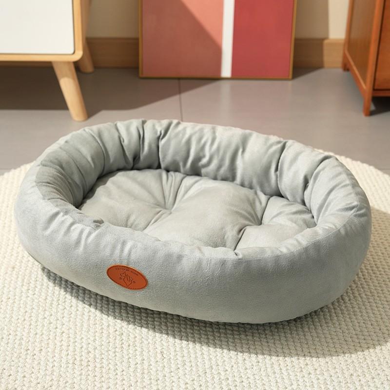 Oval Pet Bed Dogs Cats Winter Warm Fleece Lined Soft Nest Indoor Sleeping Mat Size S To XXL