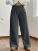 Women's Autumn & Winter Plush Sweatshirt and Loose Casual Pants Set - Solid Color, Warm, and Comfortable Fashion.